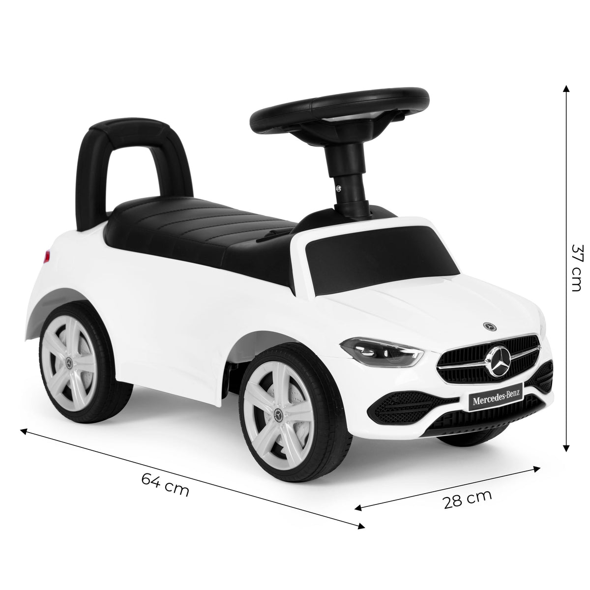 Mercedes C CLASS stumjamā mašīna ar interaktīvu stūri un skaņām, balta | EcoToys