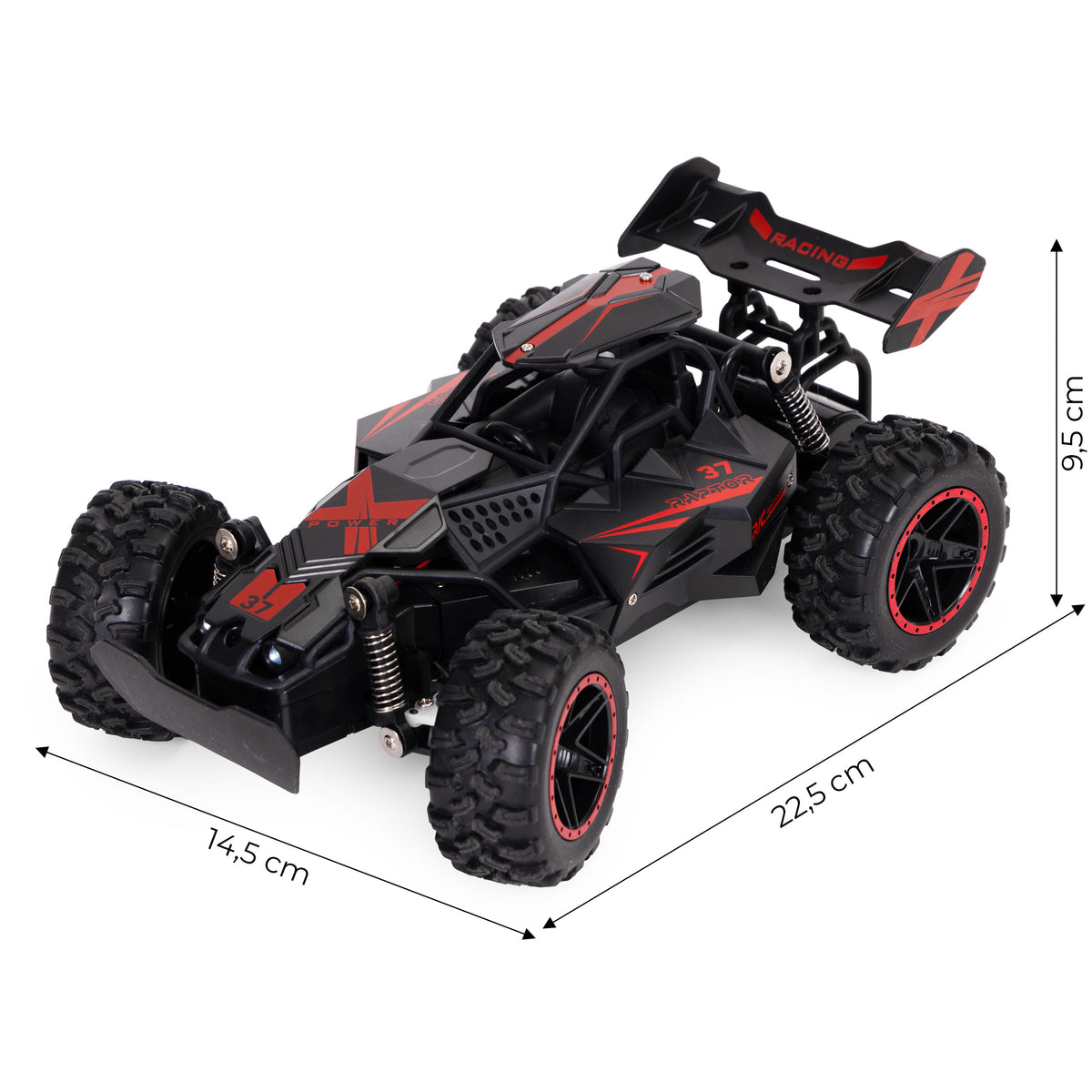 Radiovadāms bezceļu auto 1:18, aizmugurējā piedziņa, akumulators 3,7 V 500 mAh | EcoToys