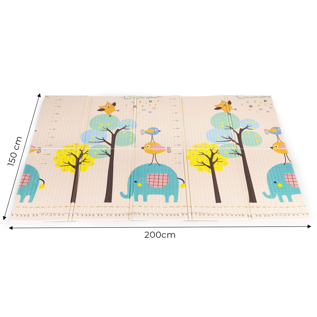 Izglītojošs divpusējs putu paklājs 200x150 cm ar auguma mērītāju un alfabētu | EcoToys
