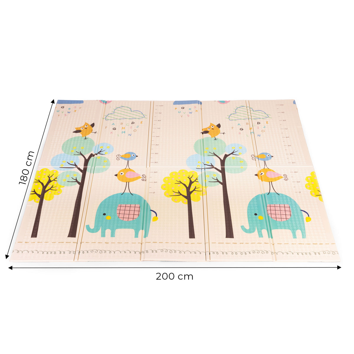 Izglītojošs divpusējs putu paklājs 200x180 cm ar auguma mērītāju un alfabētu | EcoToys