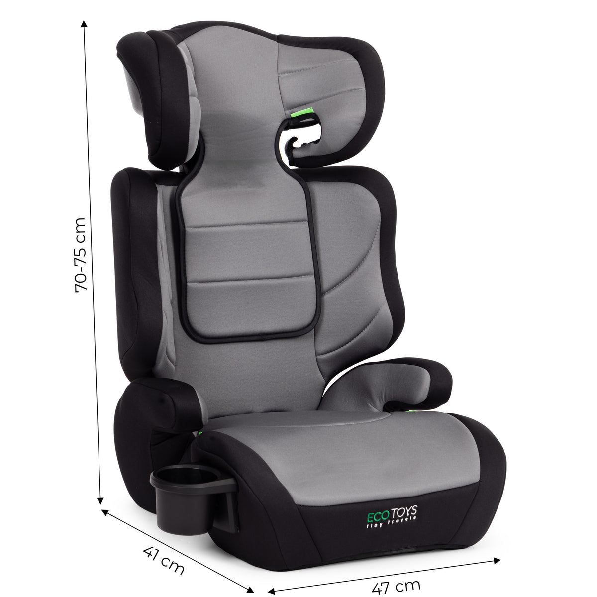 Bērnu autosēdeklis 2in1 i-SIZE, 100–150 cm, ar glāzes turētāju | EcoToys
