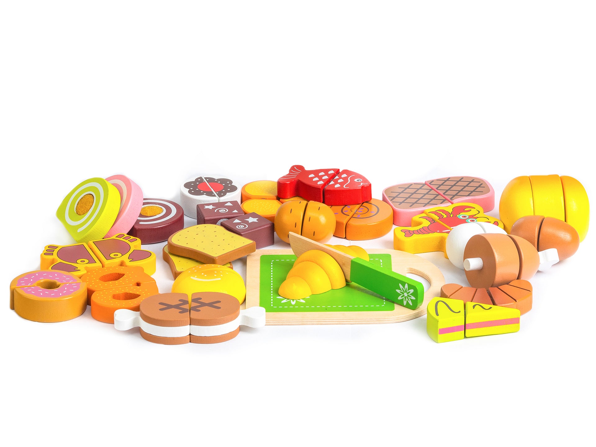 Koka rotaļlieta griešanai 23 gabali FOOD