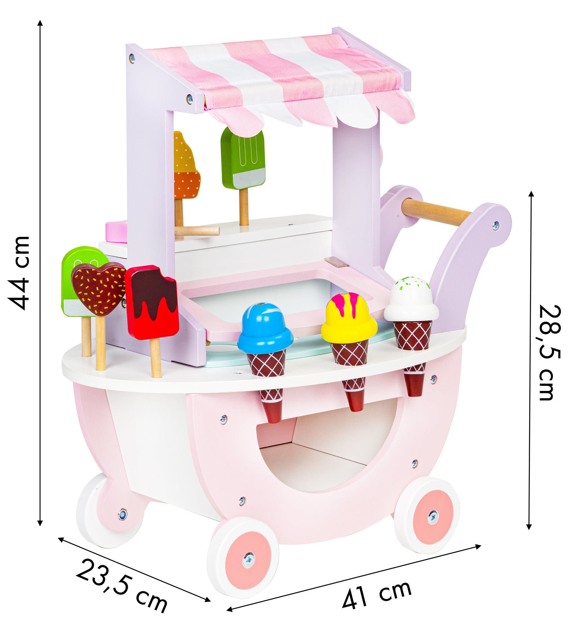 Koka ratiņu saldējuma veikals bērniem 12 gab ICE CREAM