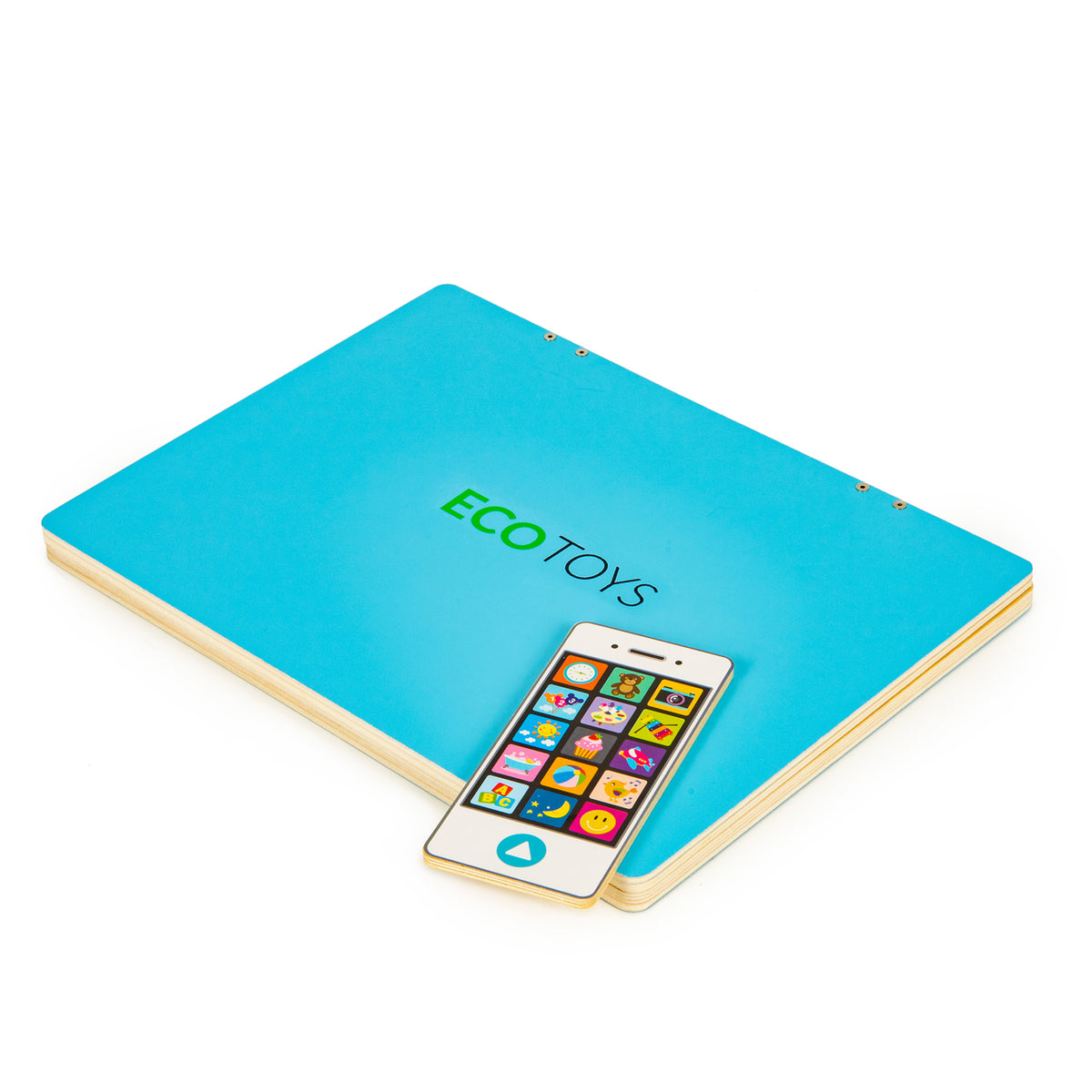 Koka magnētiskā izglītojošā tāfele – portatīvais dators ar telefonu un burtiem | EcoToys