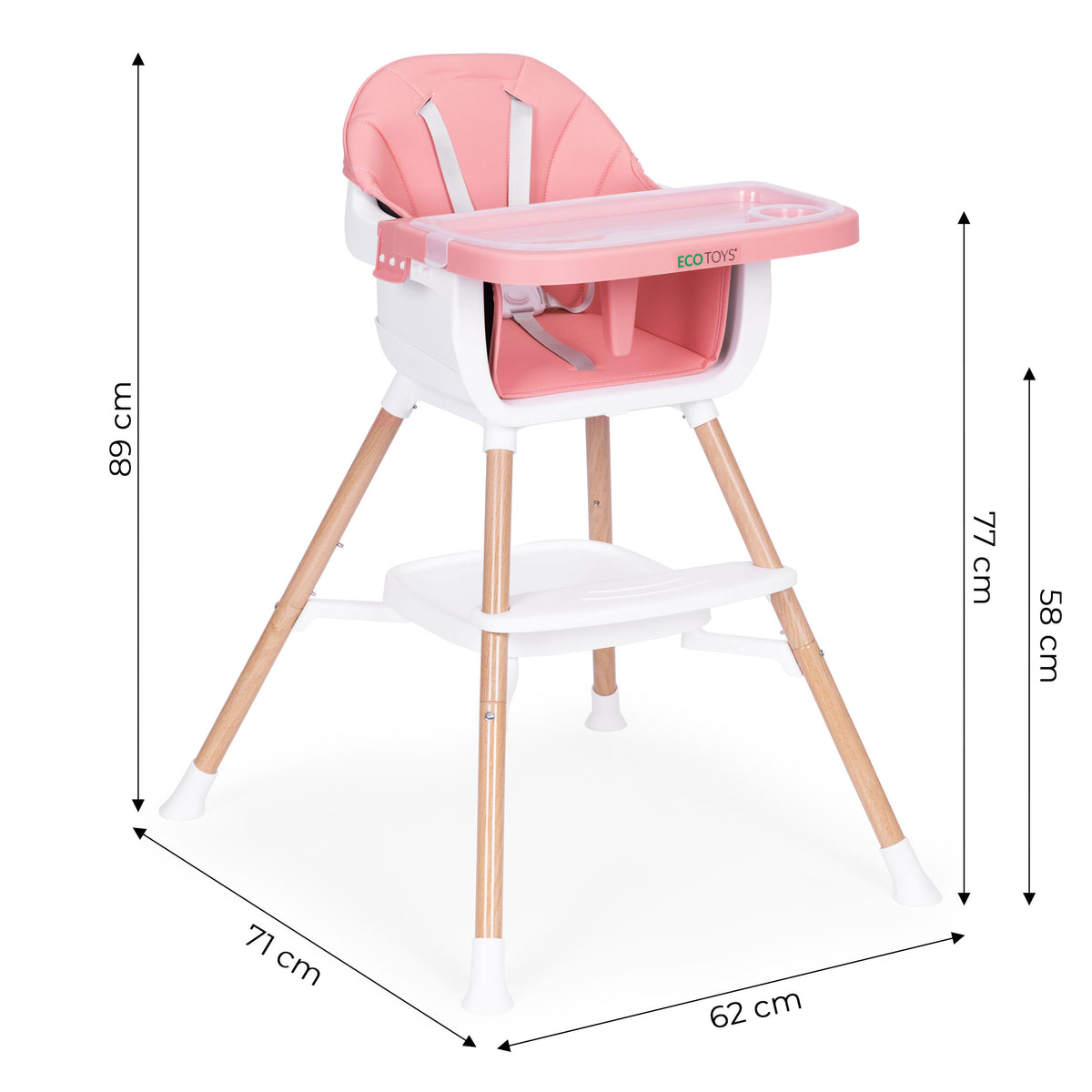 Barošanas krēsliņš 2in1, rozā | EcoToys