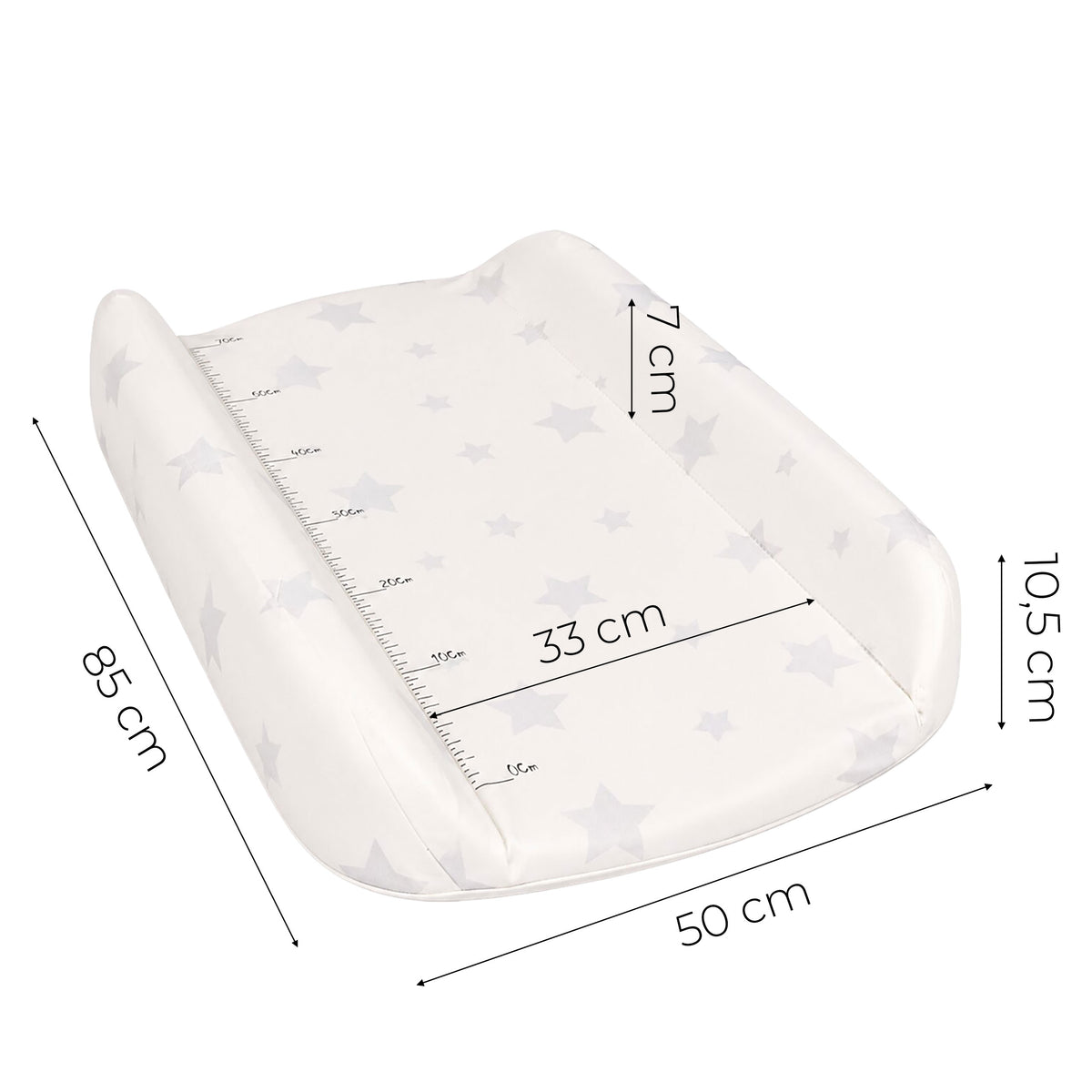 Ciets profilēts pārtinamais paliktnis 85x50 cm gultiņai un kumodei “Zvaigznes” | EcoToys