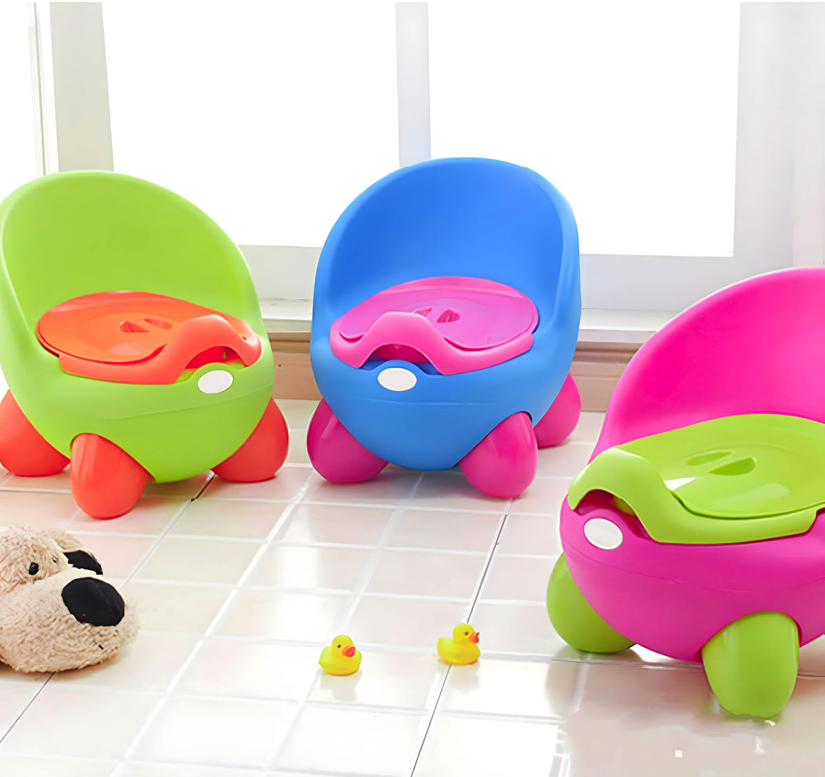 Bērnu podiņš ar izņemamu ieliktni un neslīdošām kājiņām, zaļš | EcoToys