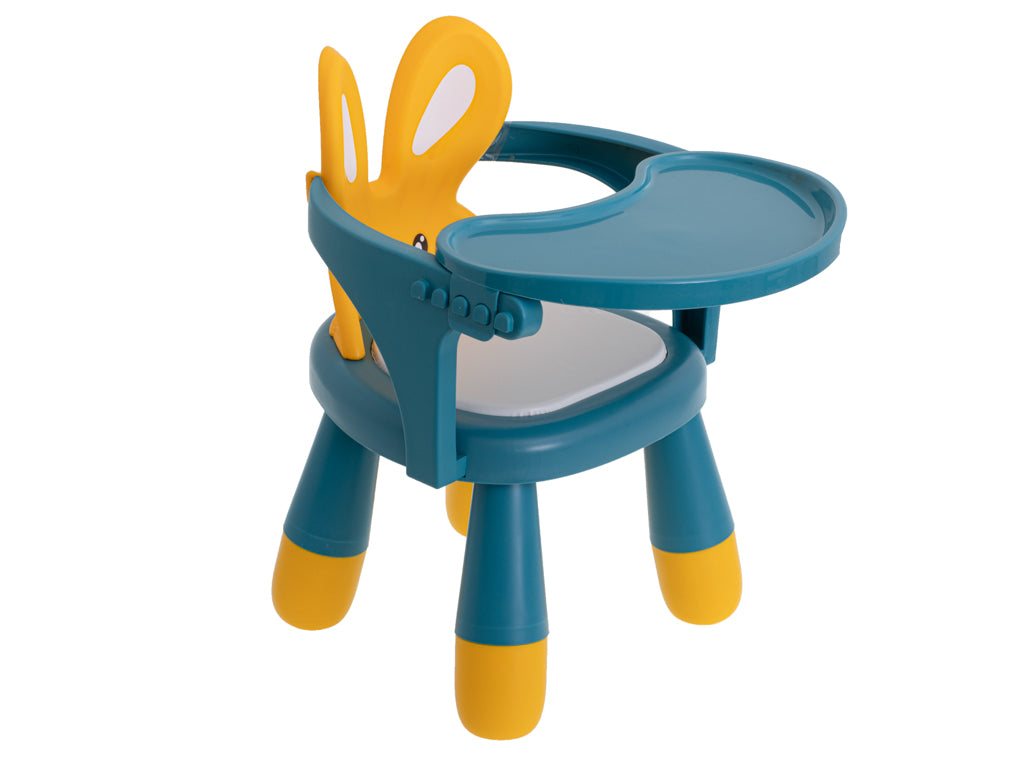 Bērnu krēsliņš ar galdiņu “Zaķis” ēšanai un rotaļām, dzeltens-zils | EcoToys