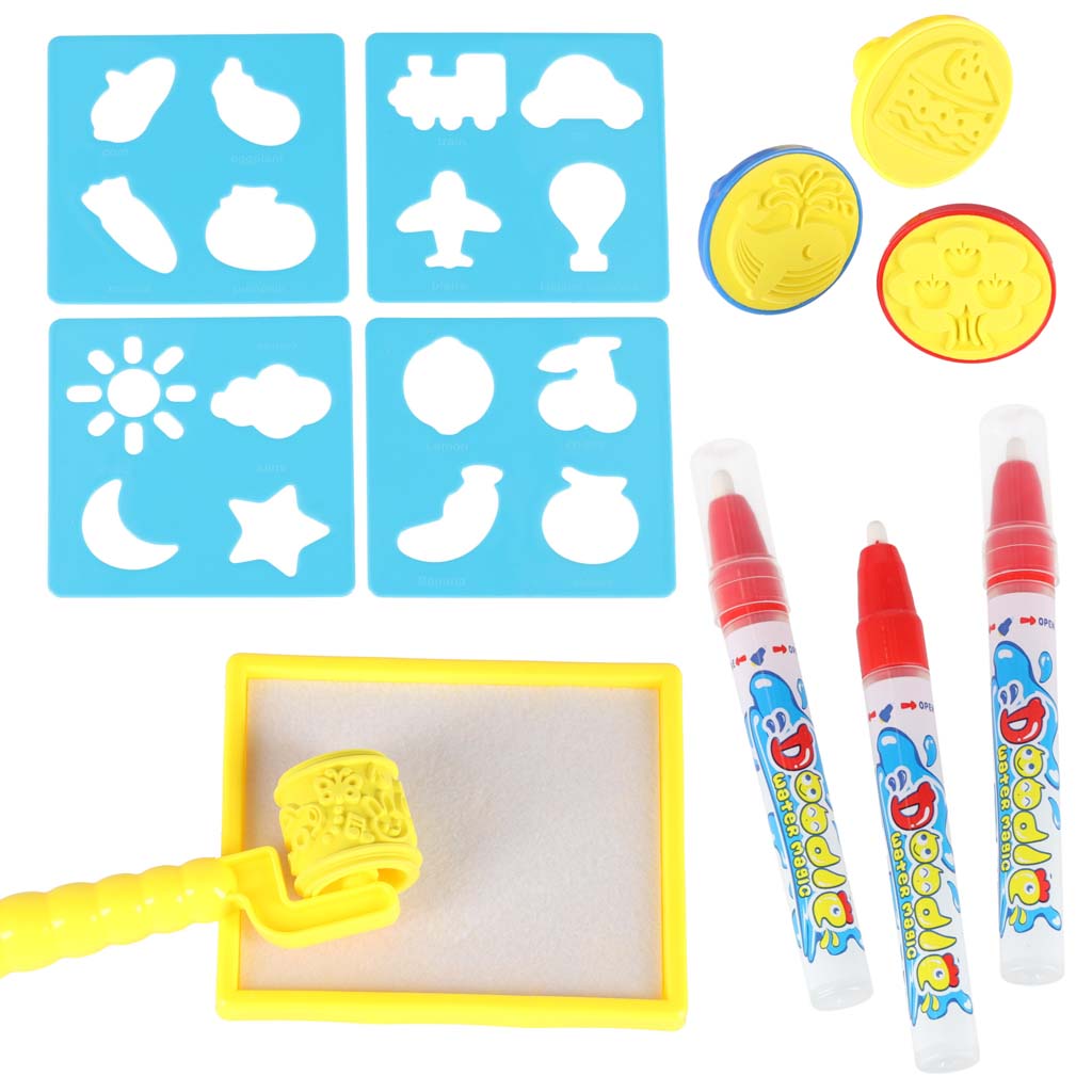 Ūdens zīmēšanas paklājs ar marķieriem un trafaretiem 100x80 cm “Alfabēts” | EcoToys