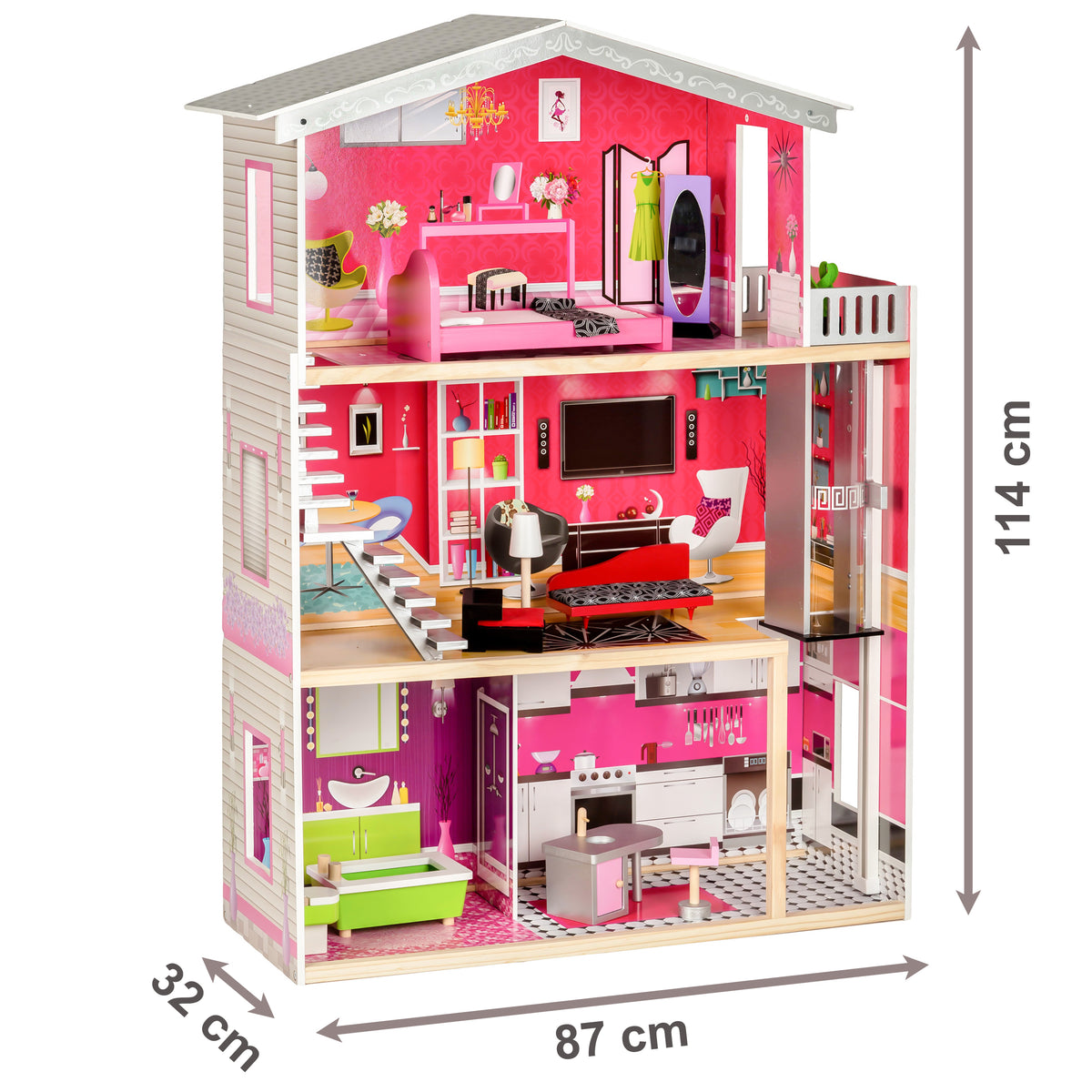 Liela koka leļļu māja ar liftu “Malibu Residence” | EcoToys
