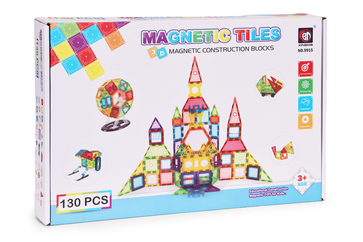Magnētiskais konstruktors “Māja, mašīna un piekabe”, 130 gab. | EcoToys