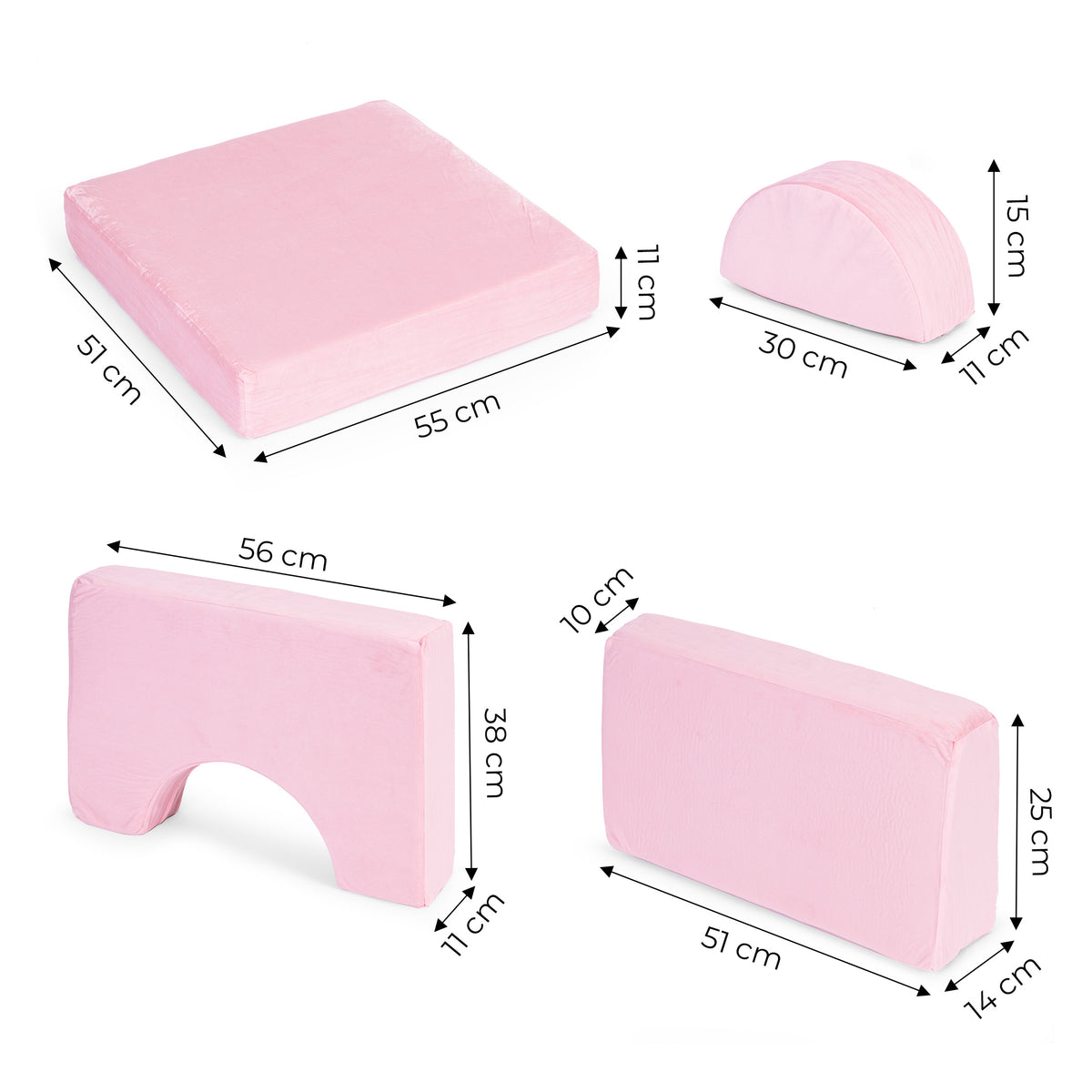 Modulārs bērnu krēsls DIY, 8 mīksti spilveni, saliekams, rozā | EcoToys
