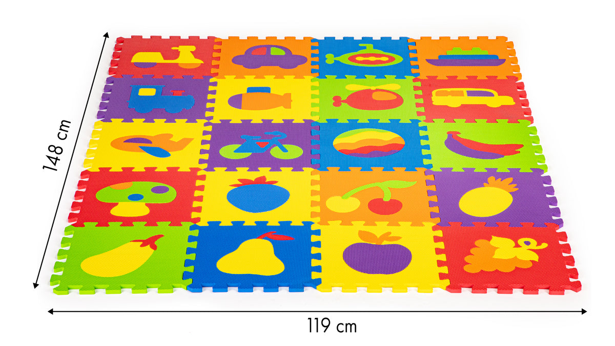 EVA putu izglītojošais puzles paklājs 148x119 cm, 20 gab. | EcoToys