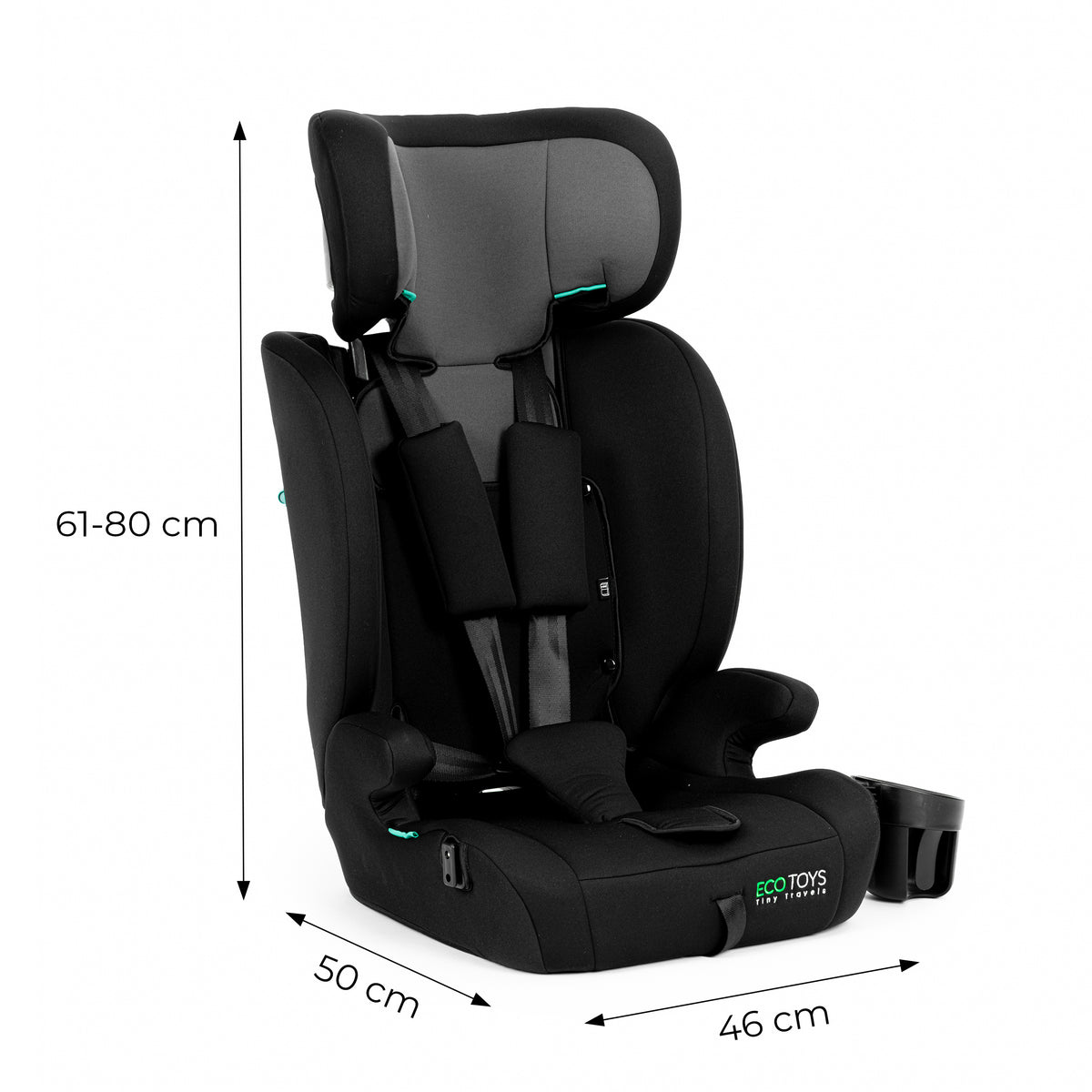 Bērnu autosēdeklis 76–150 cm R129 ar glāzes turētāju | EcoToys