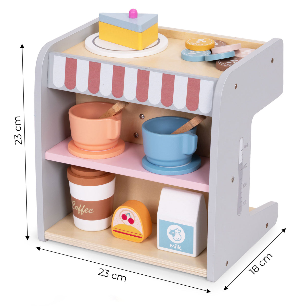 Koka bērnu kafijas automāts 2in1 – baristas veikals, 26 piederumi | EcoToys