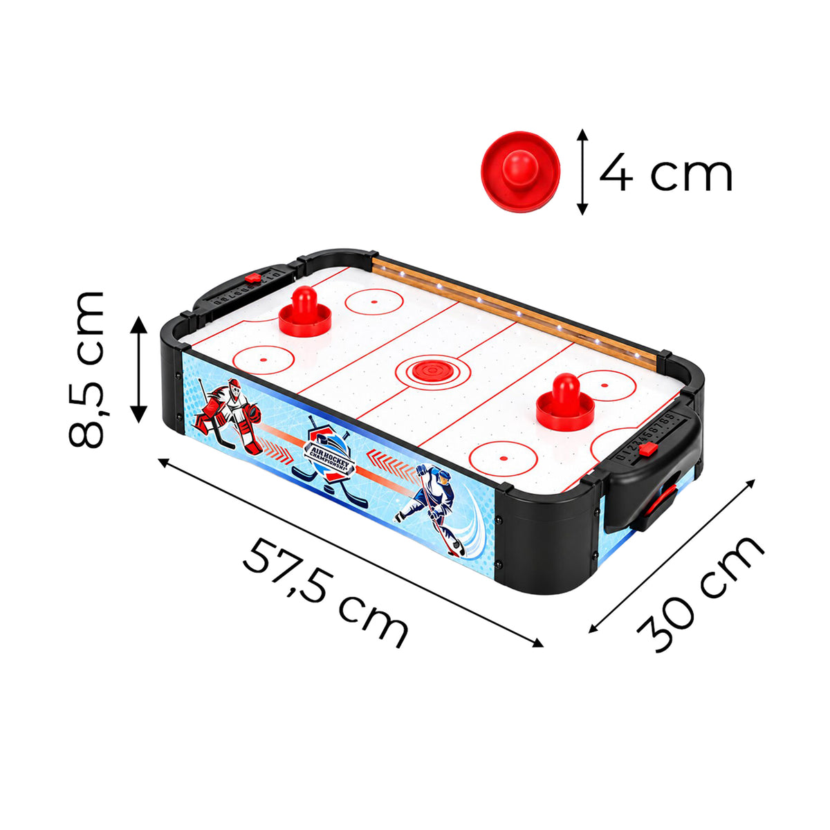 LED gaisa hokeja galds bērniem 58 cm ar piederumiem | EcoToys