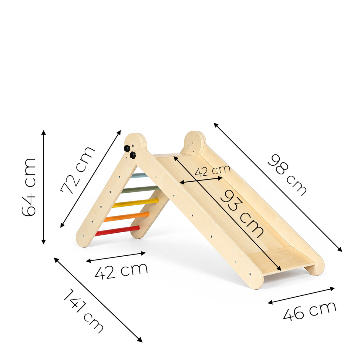 Koka Montessori kāpelēšanas komplekts ar kāpnēm un rampu “HENRY” | EcoToys