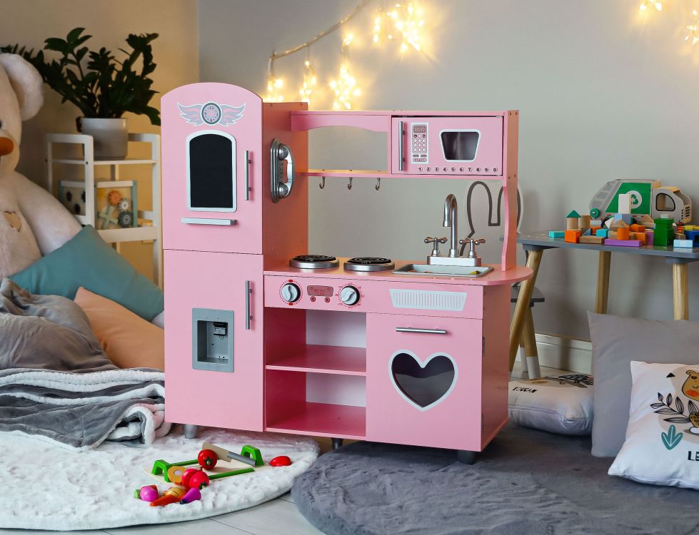 Liela koka virtuve bērniem ar skaņas efektiem PINK HEART