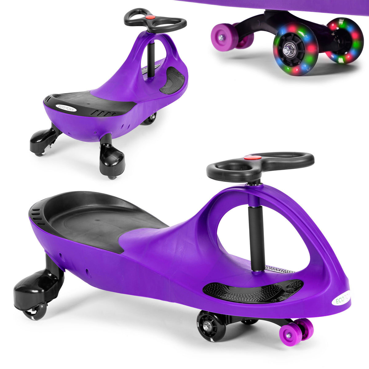 Bērnu pašbraucošā mašīna (wiggle car) ar LED riteņiem, violeta | EcoToys