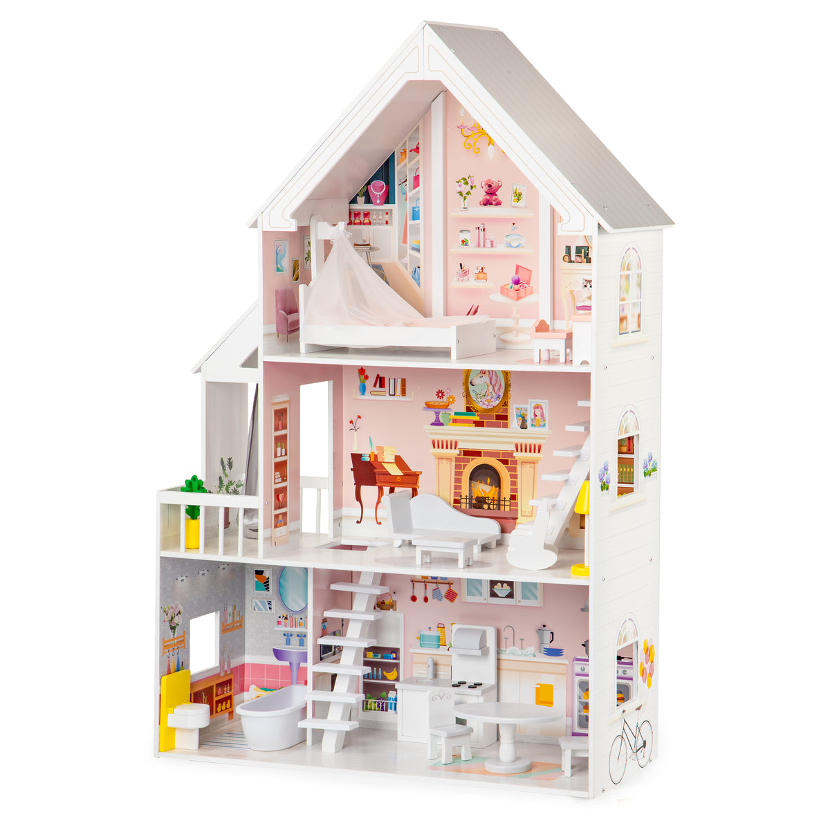 Koka leļļu māja XXL “Pudrowa Mansion” | EcoToys