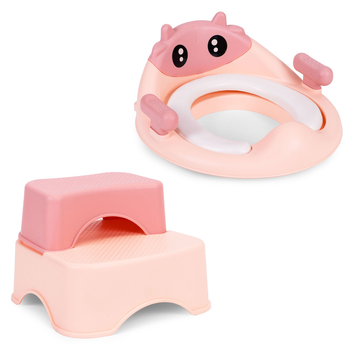 Tualetes sēdeklis bērniem ar pakāpieniem un platformu, rozā | EcoToys