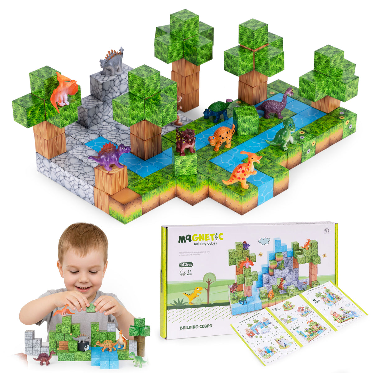 Magnētiskais konstruktors bērniem “Dinozauri”, 142 gab. | EcoToys