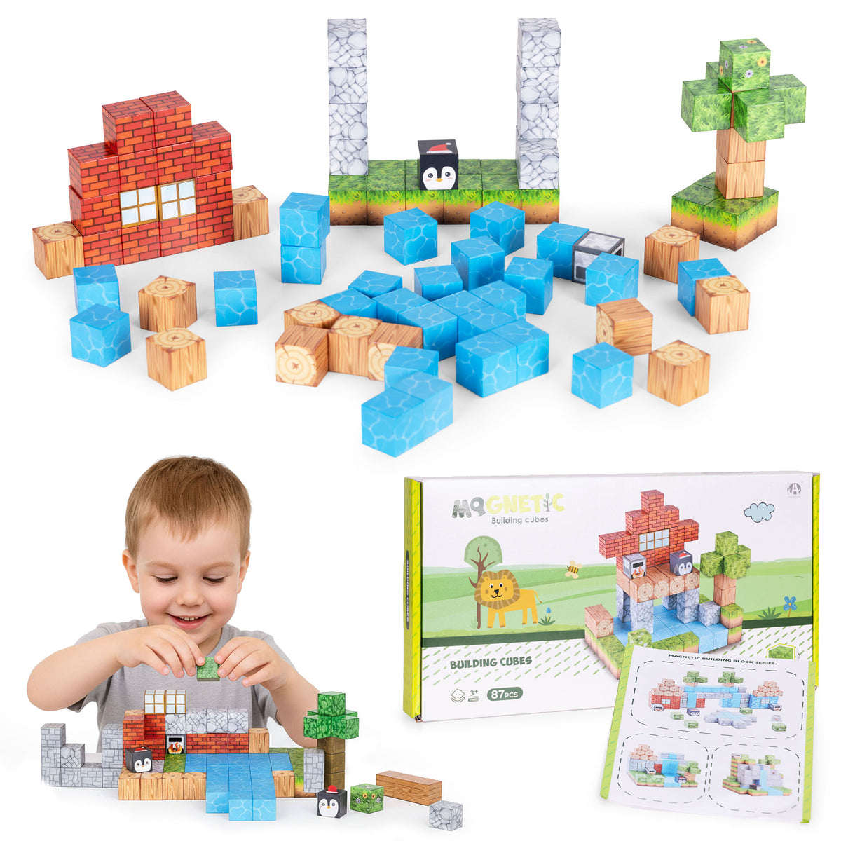 Magnētiskais konstruktors bērniem, 87 gab. | EcoToys