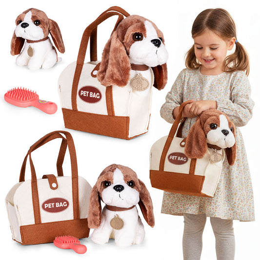 Plīša kucēns somā “Bīgls” + suku birste | EcoToys