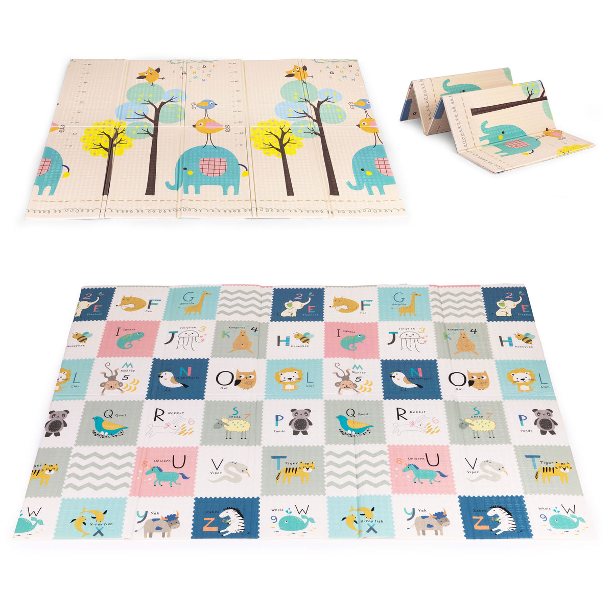 Izglītojošs divpusējs putu paklājs 200x150 cm ar auguma mērītāju un alfabētu | EcoToys