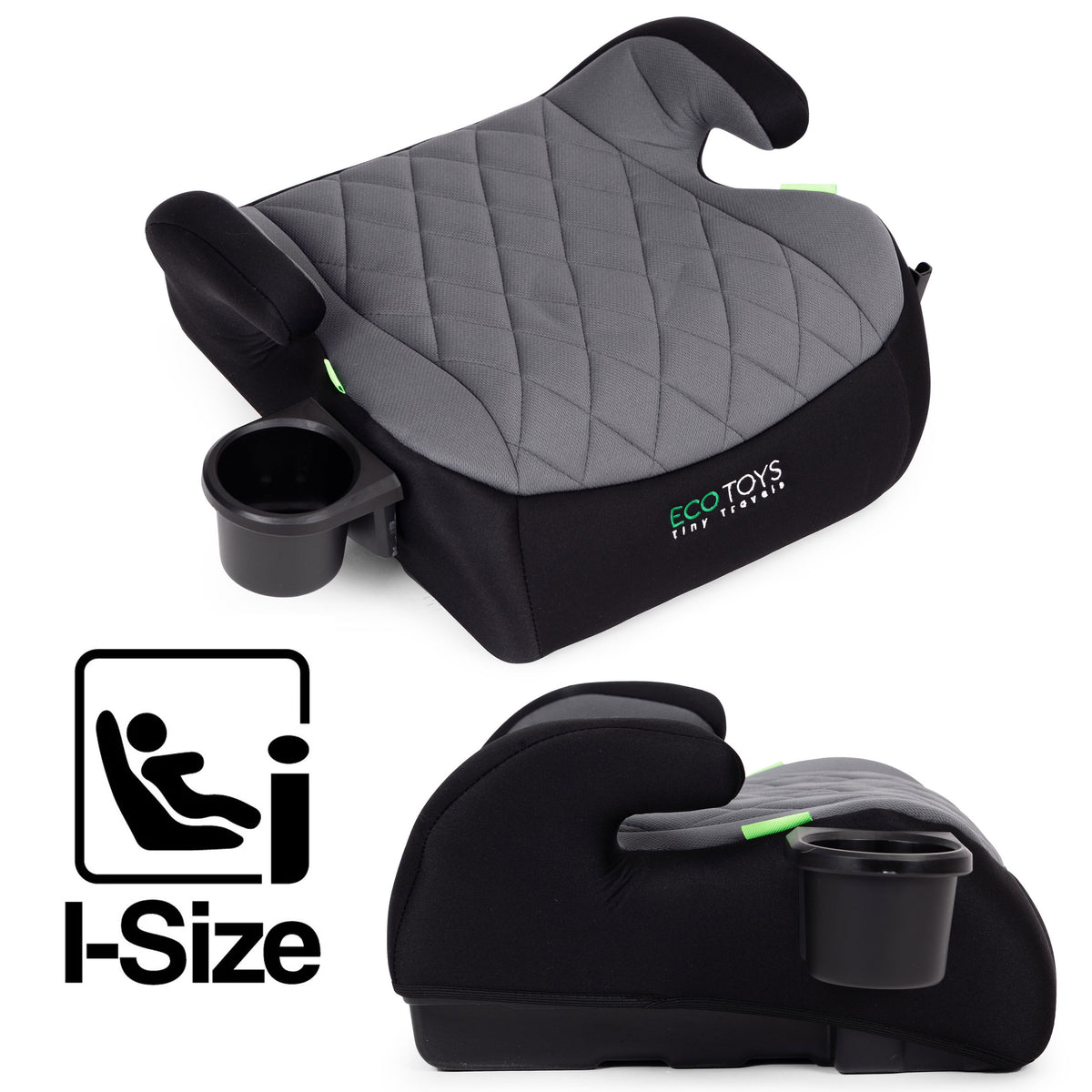 Bērnu autosēdeklis-paliktnis i-SIZE, 125–150 cm, ar glāzes turētāju | EcoToys