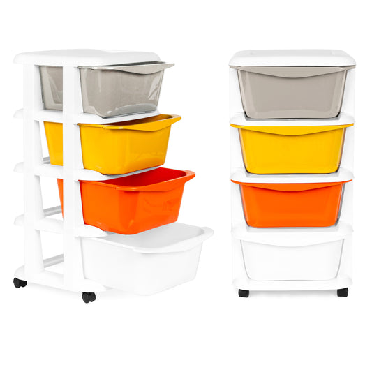 Organizators ar 4 izvelkamām atvilktnēm uz ritenīšiem ModernHome | EcoToys