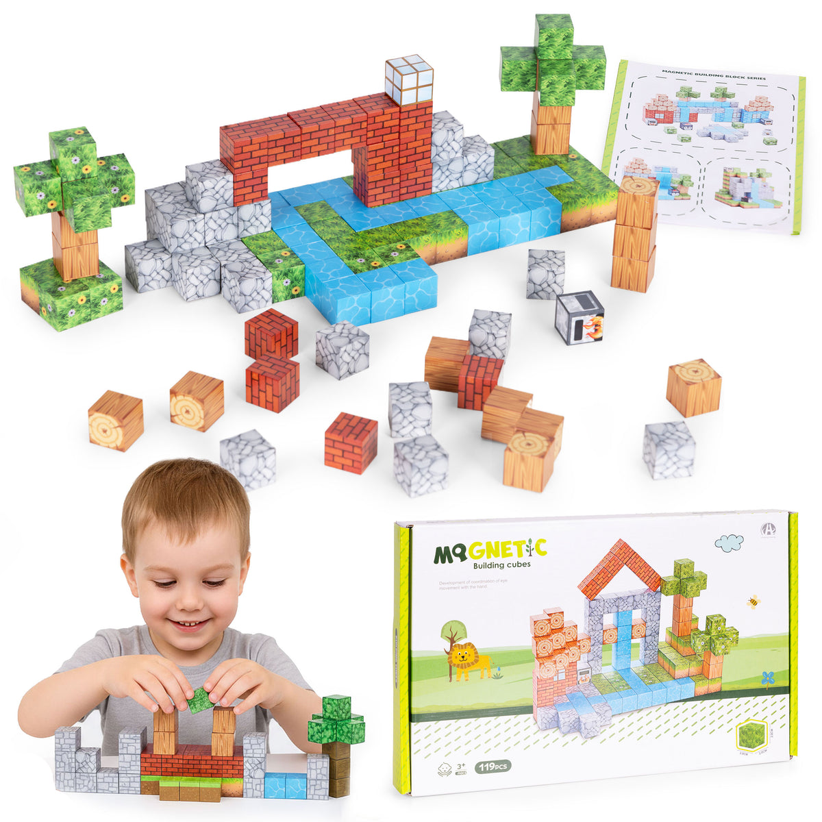 Magnētiskais konstruktors bērniem, 119 gab. | EcoToys