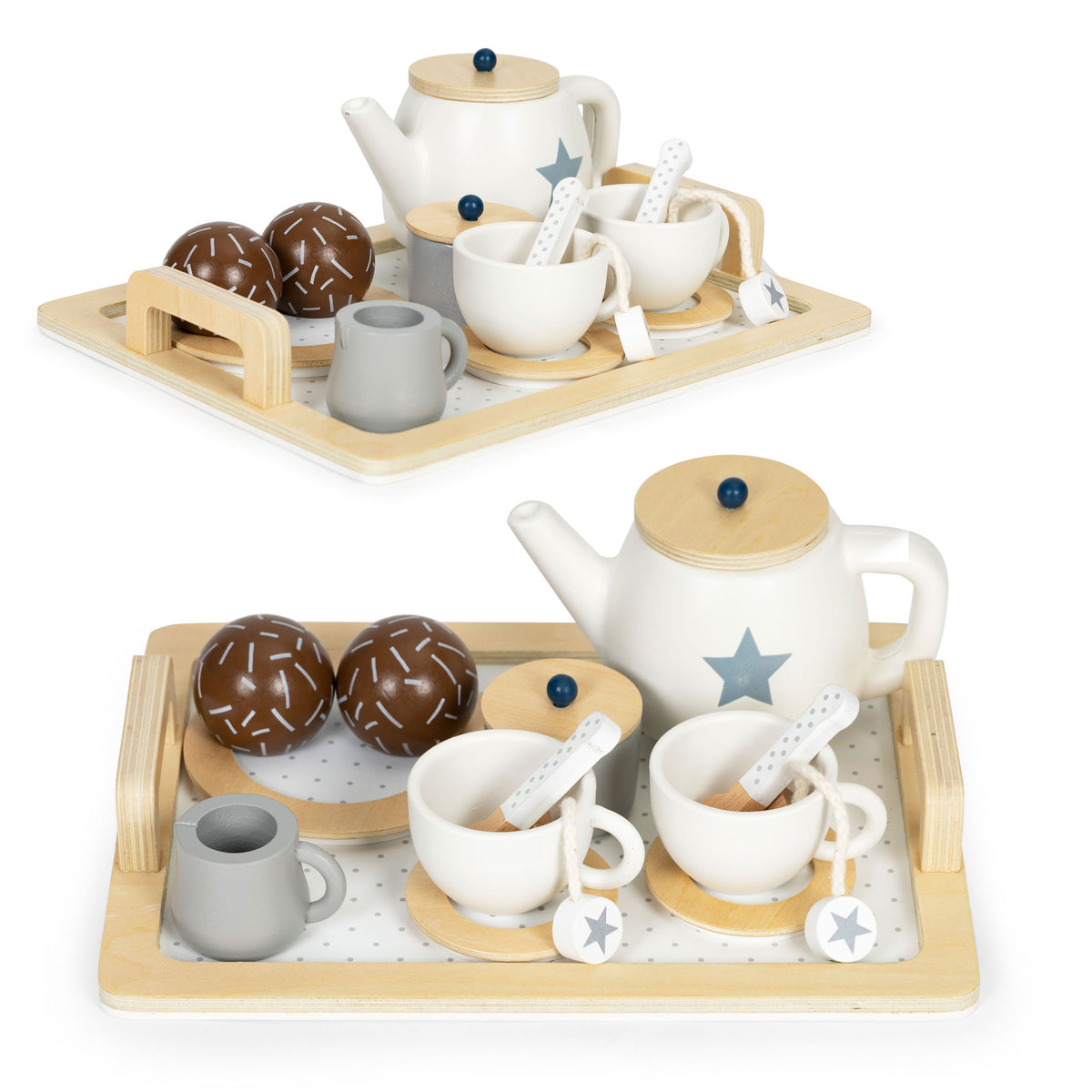 Koka tējas servīze ar krūzi un tasītēm, 17 gab. | EcoToys