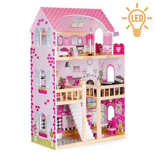 Koka leļļu māja ar mēbelēm | EcoToys
