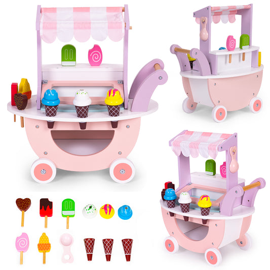 Koka saldējuma ratiņi – bērnu veikals, 12 gab. | EcoToys