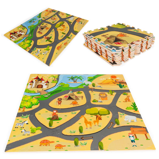 Putu puzles paklājs “Safari” 93x93 cm, 9 gab. | EcoToys