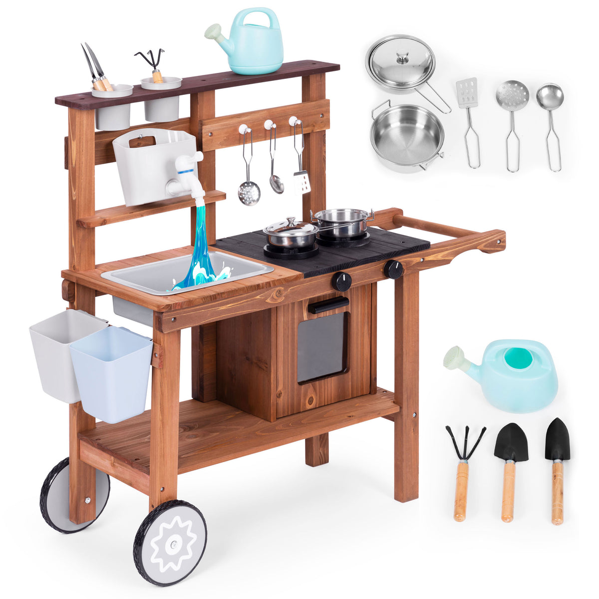 Bērnu āra “dubļu virtuve” ar piederumiem no egles koka | EcoToys
