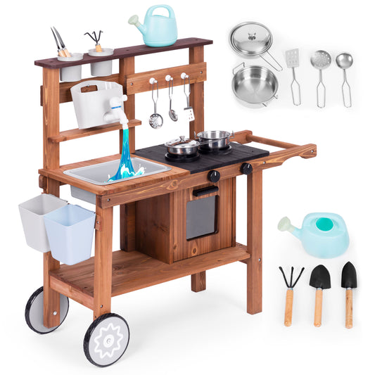 Bērnu āra “dubļu virtuve” ar piederumiem no egles koka | EcoToys