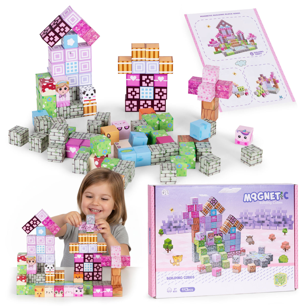 Magnētiskais konstruktors bērniem, 113 gab. | EcoToys