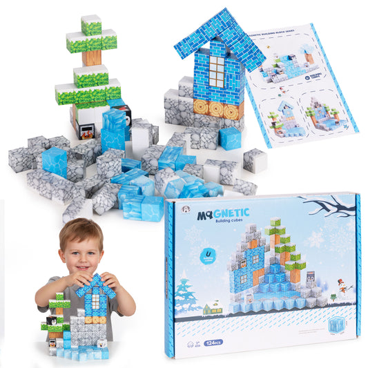 Magnētiskais konstruktors bērniem “Ziema”, 124 gab. | EcoToys