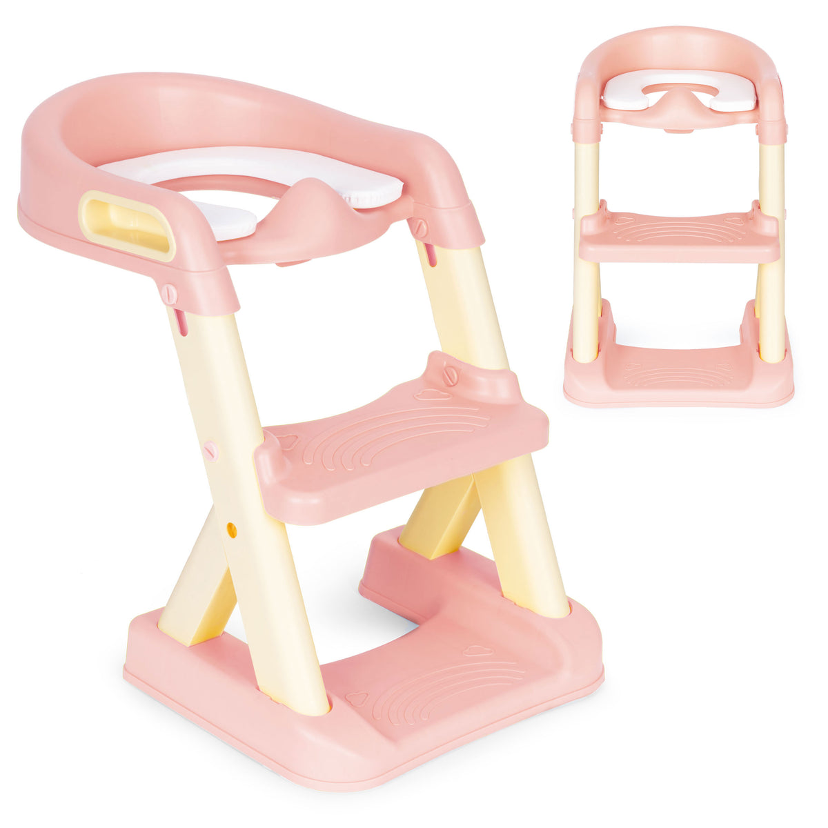 Tualetes sēdeklis bērniem ar pakāpieniem, rozā | EcoToys