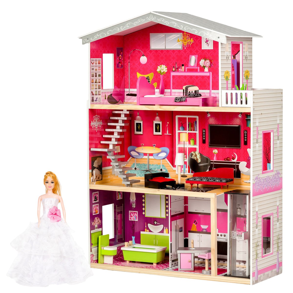Liela koka leļļu māja ar liftu “Malibu Residence” | EcoToys