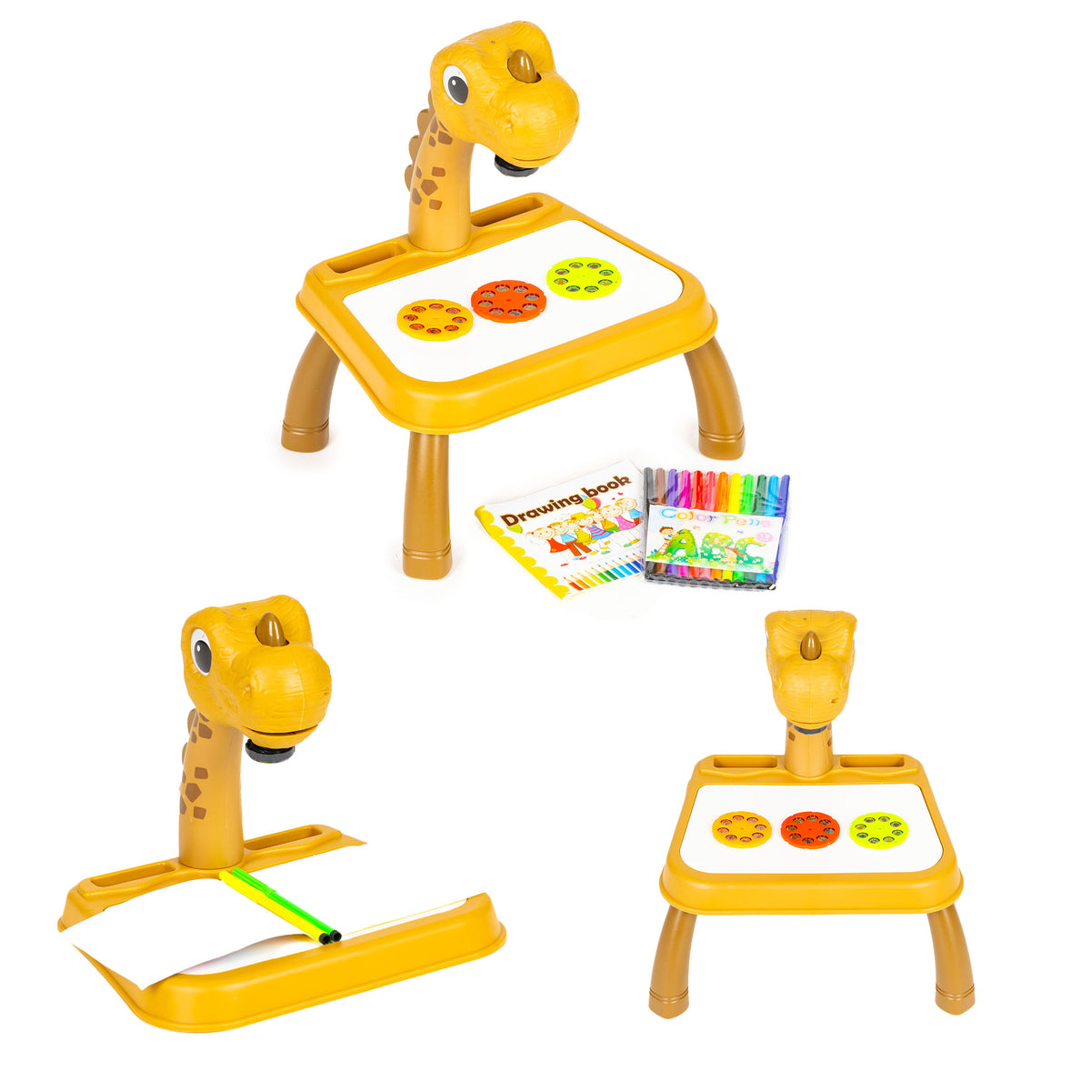 Zīmēšanas projektors “Dinozauri”, 12 flomāsteri, 24 trafareti | EcoToys