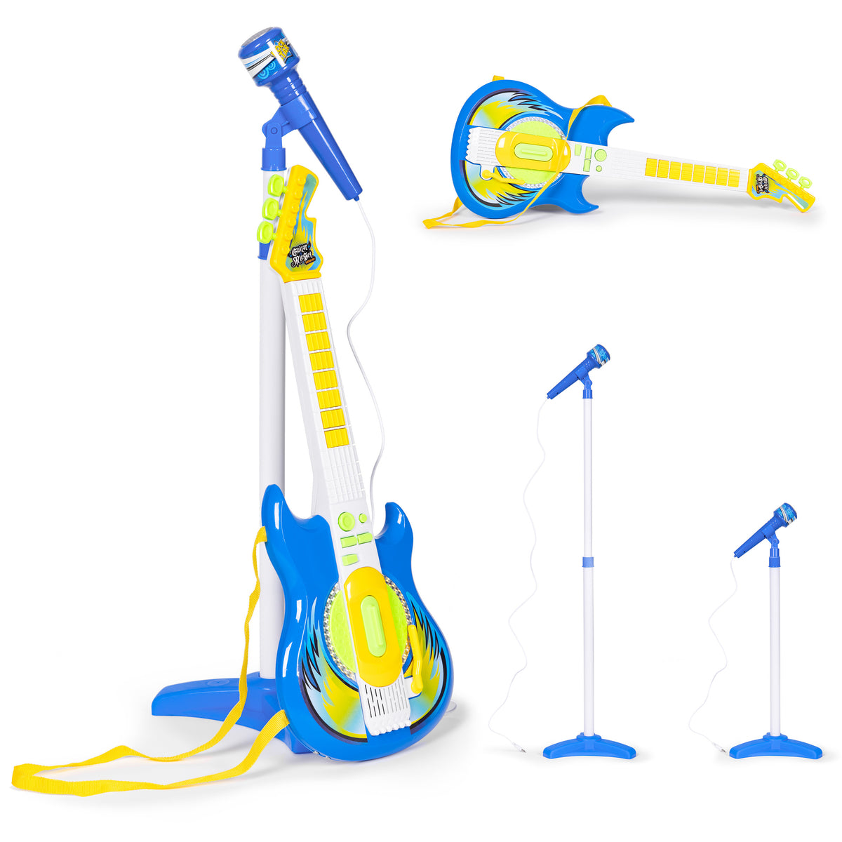 Elektriskā ģitāra un mikrofons ar statīvu bērniem, MP3, zila | EcoToys