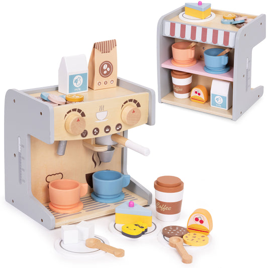 Koka bērnu kafijas automāts 2in1 – baristas veikals, 26 piederumi | EcoToys