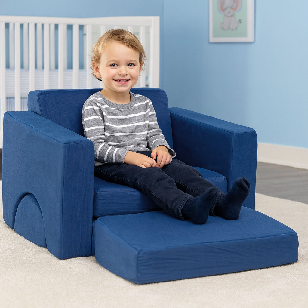 Modulārs bērnu krēsls DIY, 8 mīksti spilveni, saliekams, zils | EcoToys