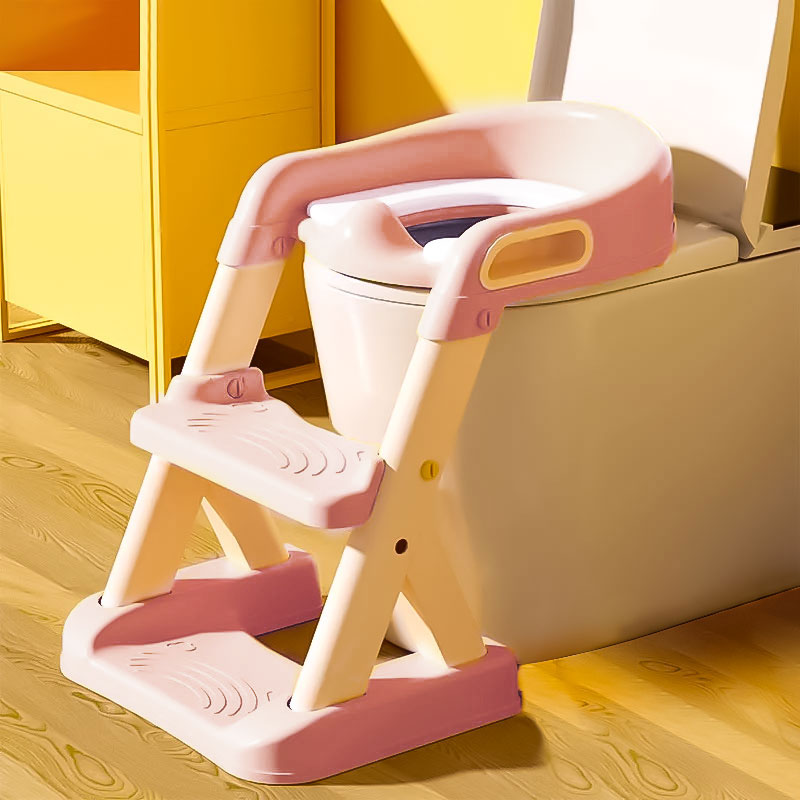 Tualetes sēdeklis bērniem ar pakāpieniem, rozā | EcoToys