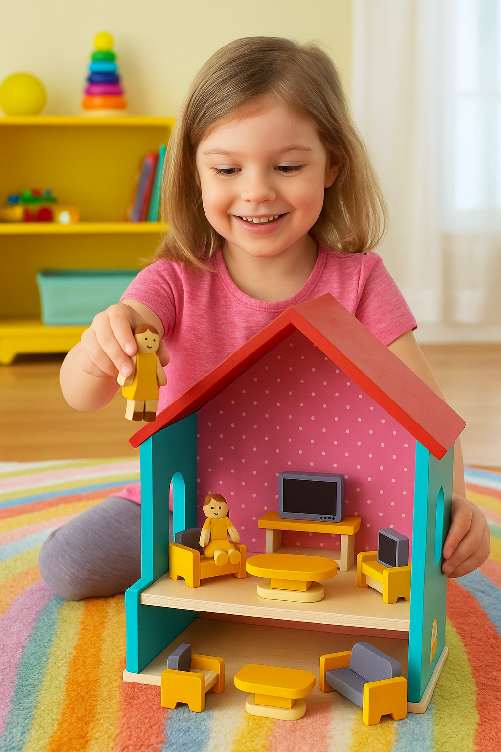 Koka leļļu mājas mēbeļu un piederumu komplekts, 30 gab. | EcoToys