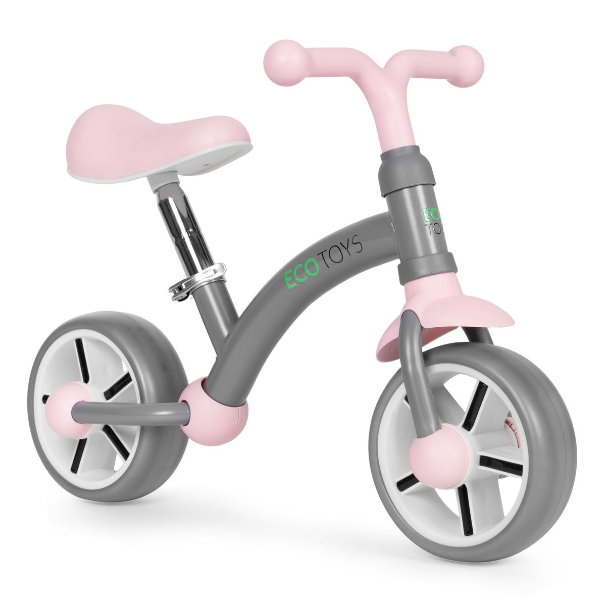 Līdzsvara velosipēds ar EVA riteņiem un regulējamu sēdekli, pelēks | EcoToys