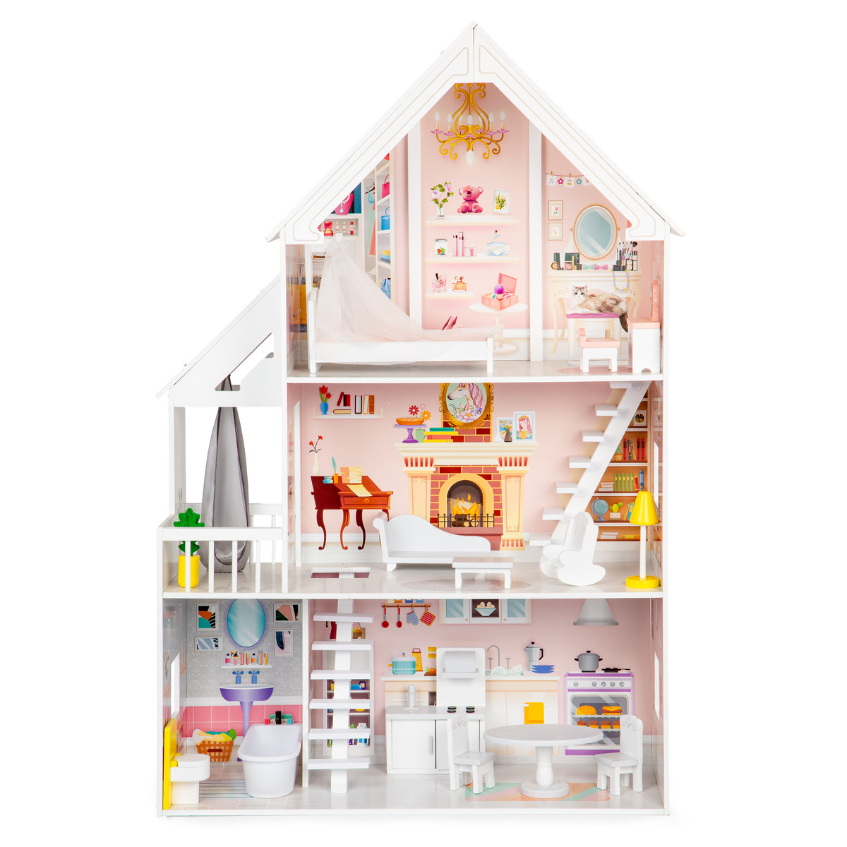 Koka leļļu māja XXL “Pudrowa Mansion” | EcoToys